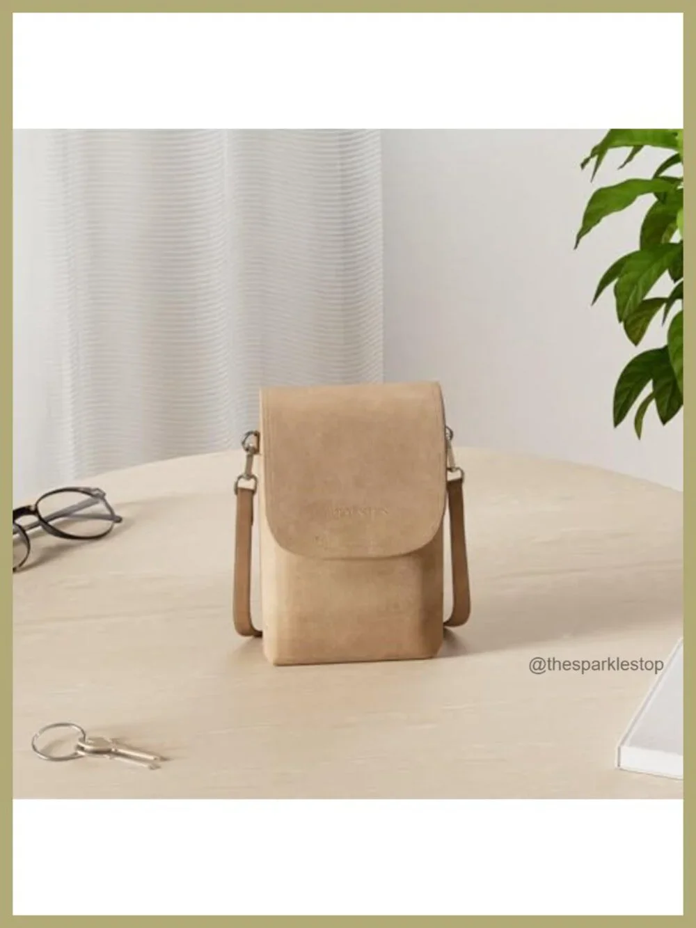 Vegan Leather Small Crossbody Bag with Phone Pocket Adjustable Strap